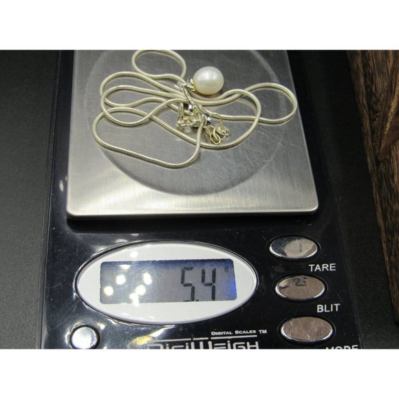 18" Sterling Silver Twisted Pearl Odd Pendant Necklace Vintage Minimalist - Picture 7 of 7